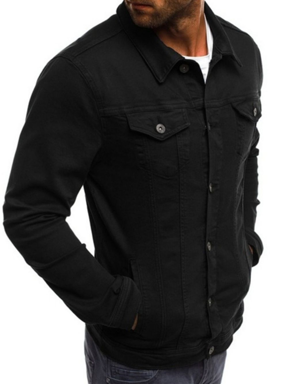 Effen Slim Jack Met Enkele Rij Knopen En Reverszak