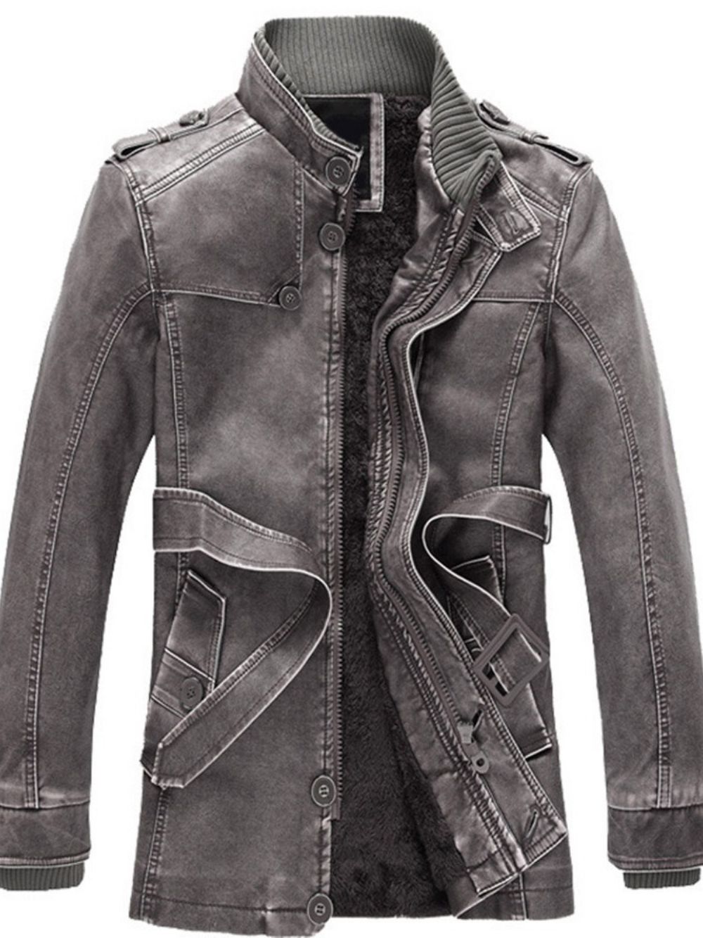 Fleece Effen Opstaande Kraag Mode Herenjack