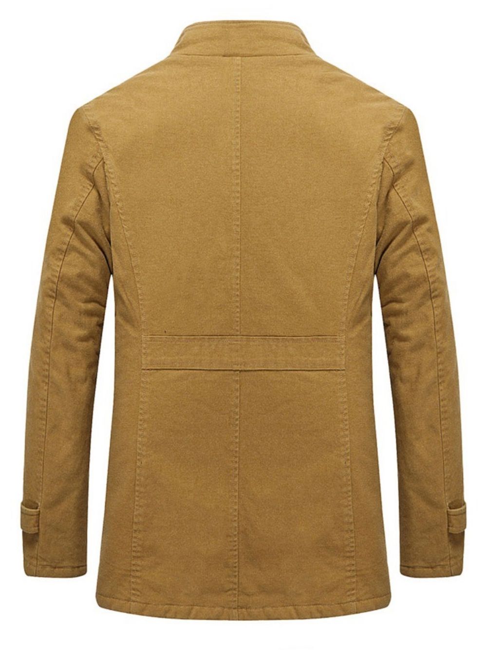Fleece Effen Opstaande Kraag Winterjack Met Enkele Rij Knopen