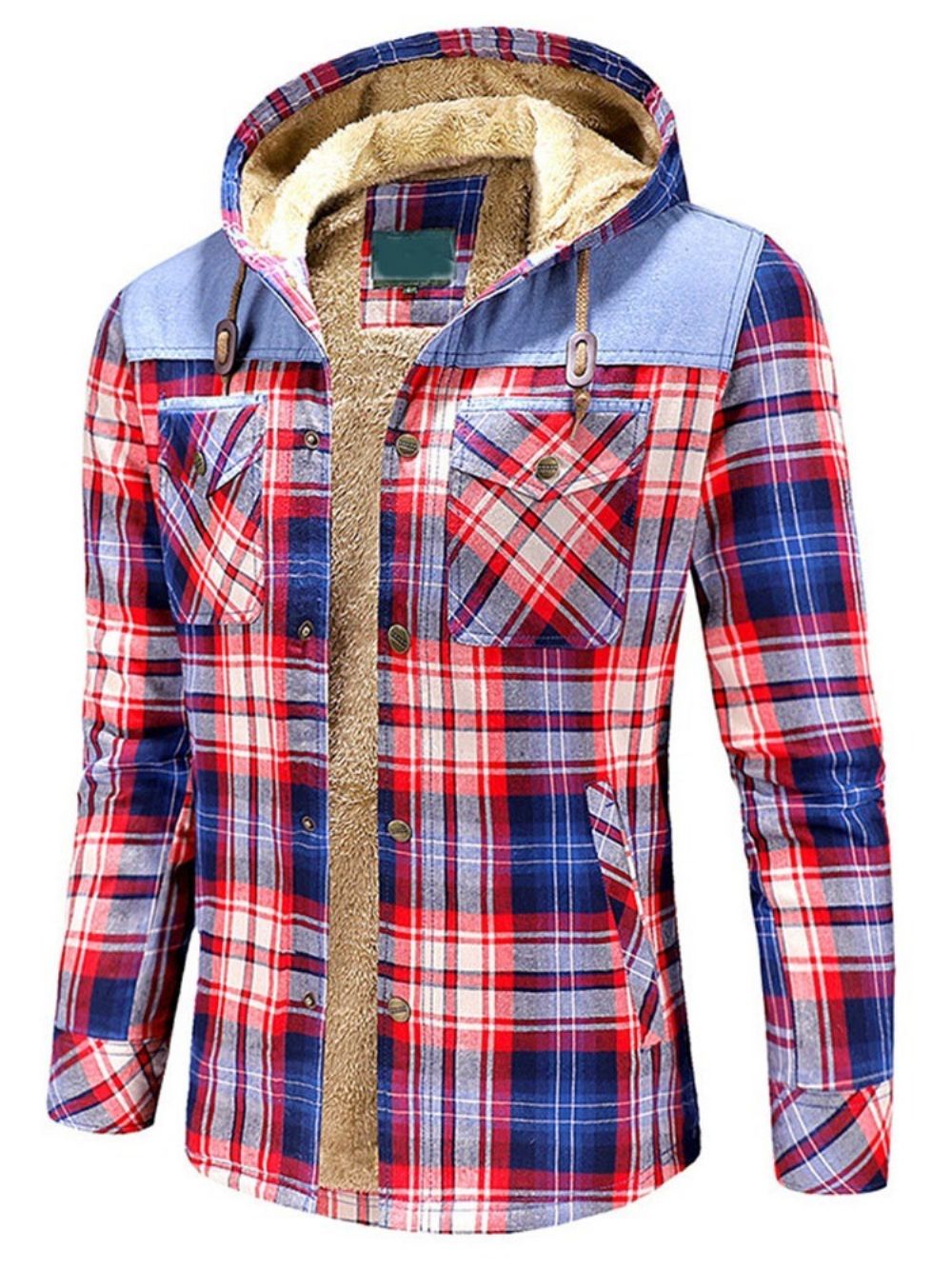 Geruite Fleece Patchwork Winter Casual Herenjas