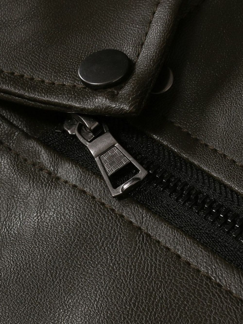 Slim Europees Leren Herenjack Met Standaard Effen Revers
