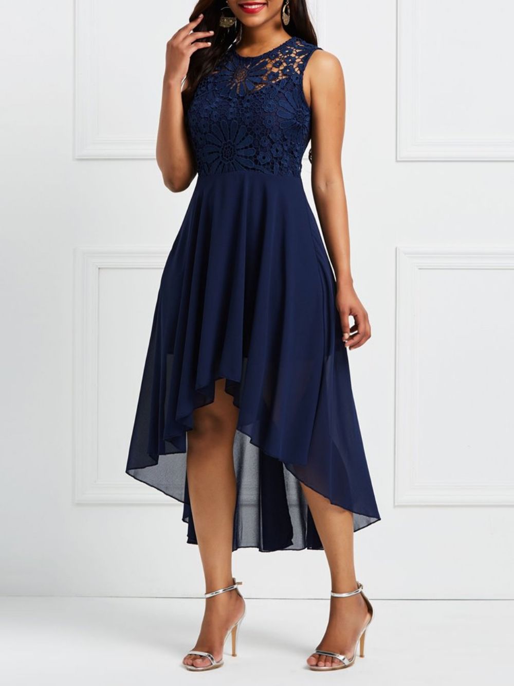 Asymmetrische Holle Maxi-Jurk Met Patchwork