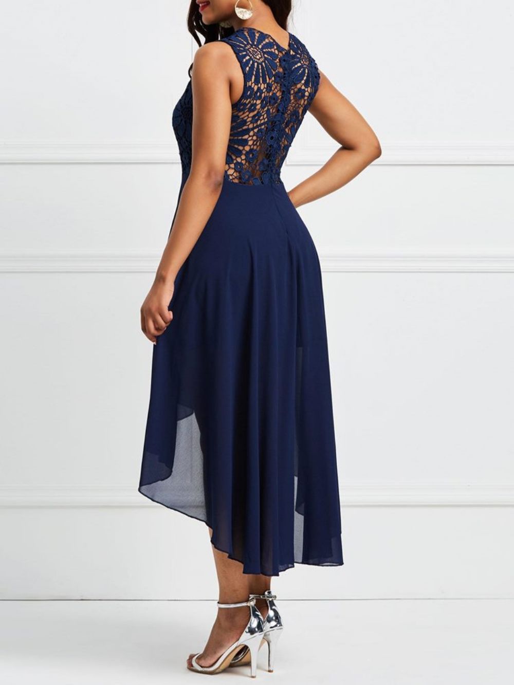 Asymmetrische Holle Maxi-Jurk Met Patchwork