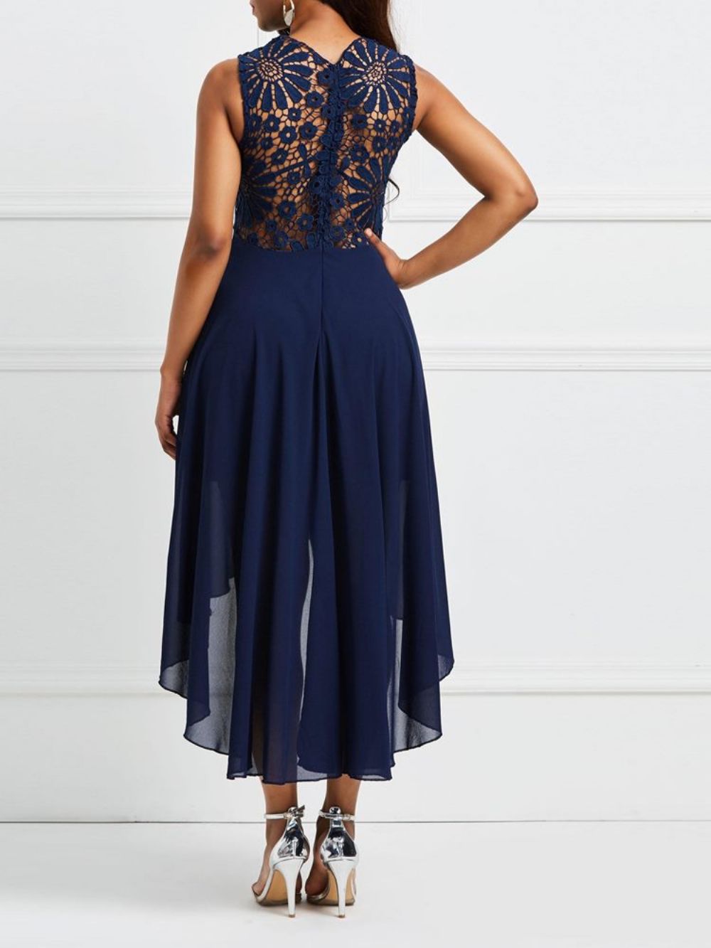 Asymmetrische Holle Maxi-Jurk Met Patchwork