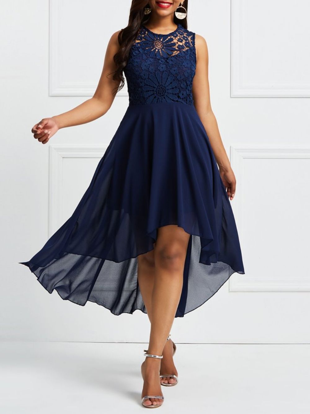 Asymmetrische Holle Maxi-Jurk Met Patchwork