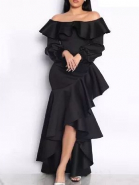 Asymmetrische Off-Shoulder Vloerlengte Asymmetrische Westerse Maxi-Jurk