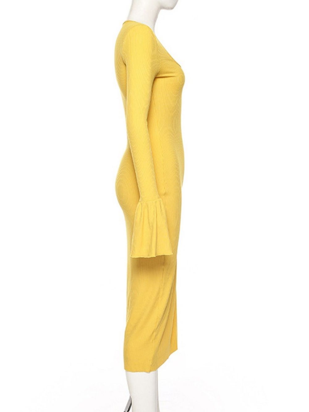 Halflange Splitjurk Met Lange Mouwen En Bodycon Pullover