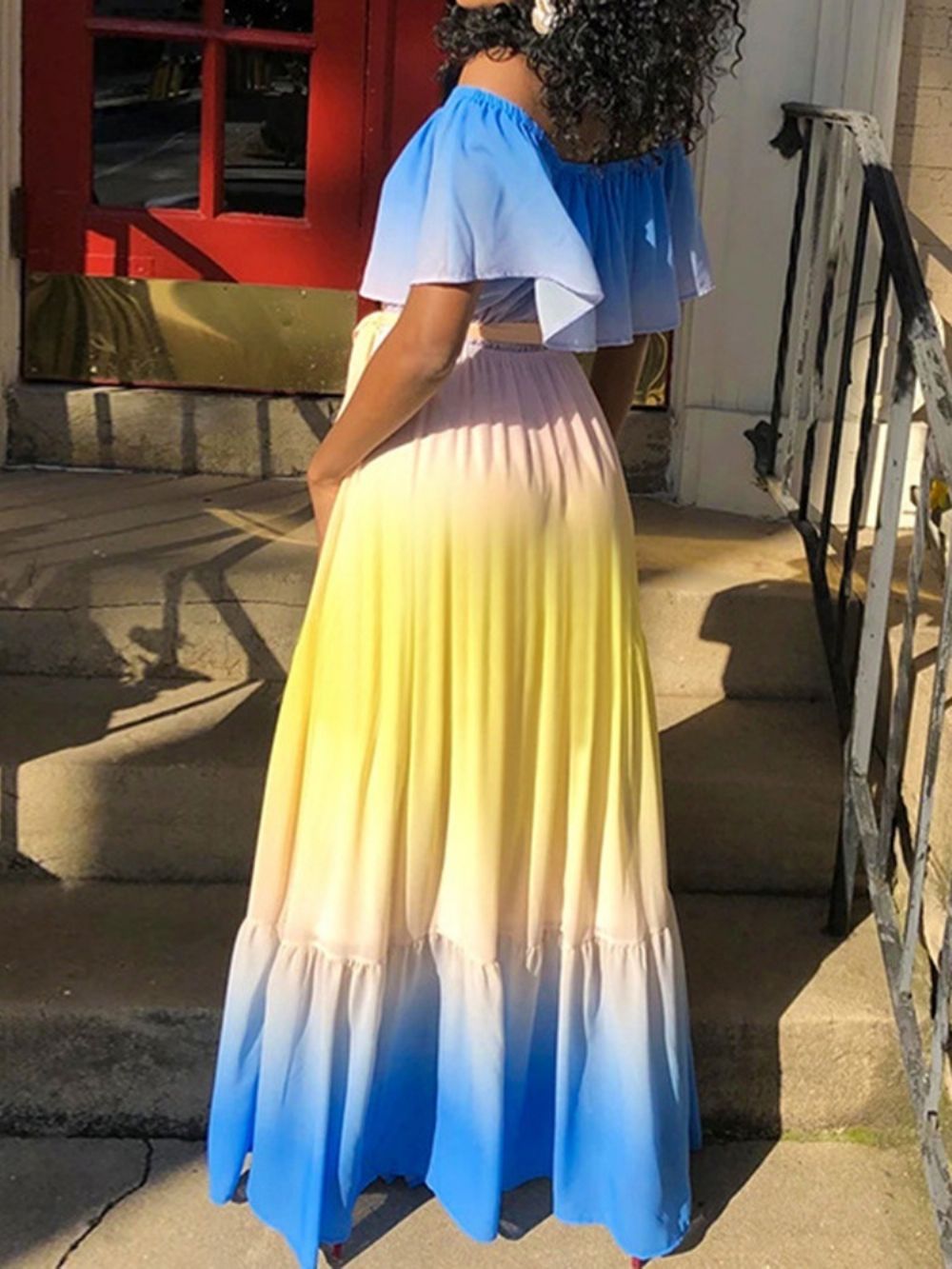 Lace-Up Off Shoulder Korte Mouw Uitbreiding Pullover Maxi Jurk Strandjurken Dames