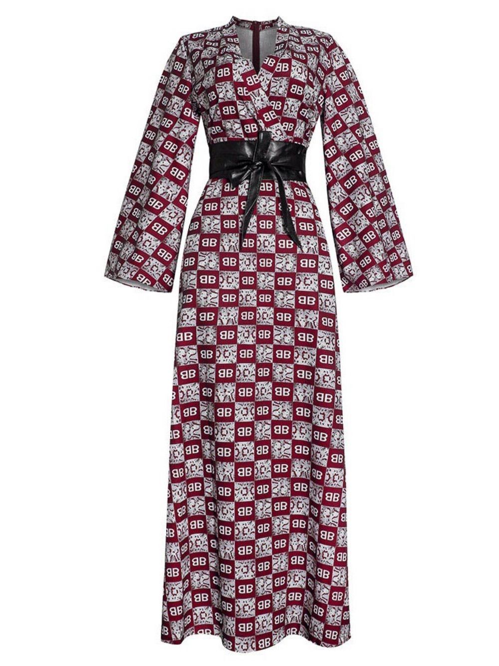 Lange Mouw Patchwork Maxi-Jurk Met Kleurblokken Tot De Grond
