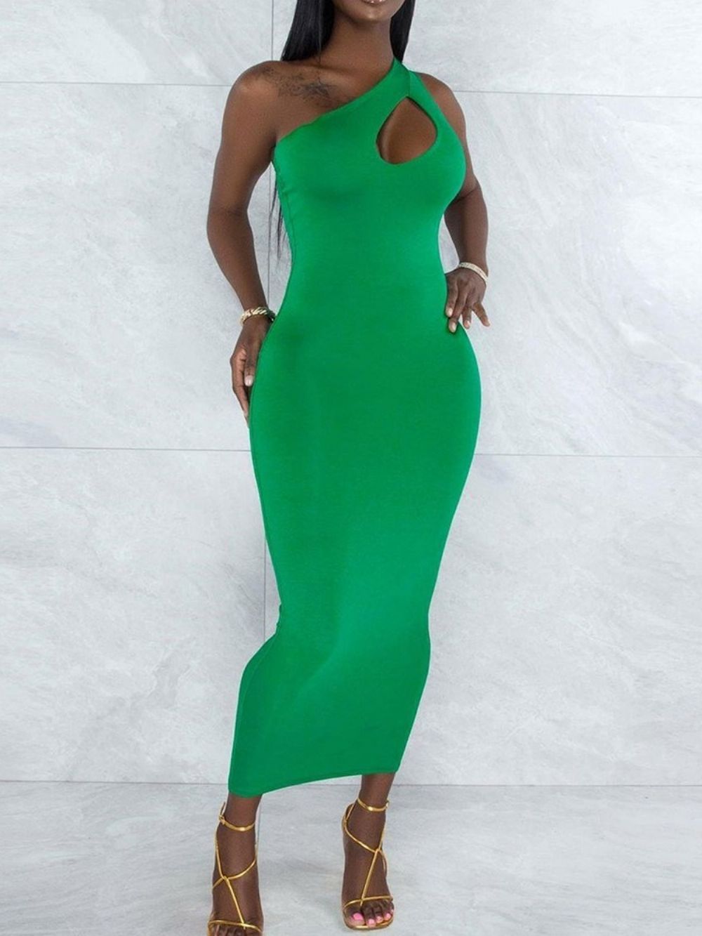 Mouwloze Asymmetrische Enkellange Effen Mode Damesjurk