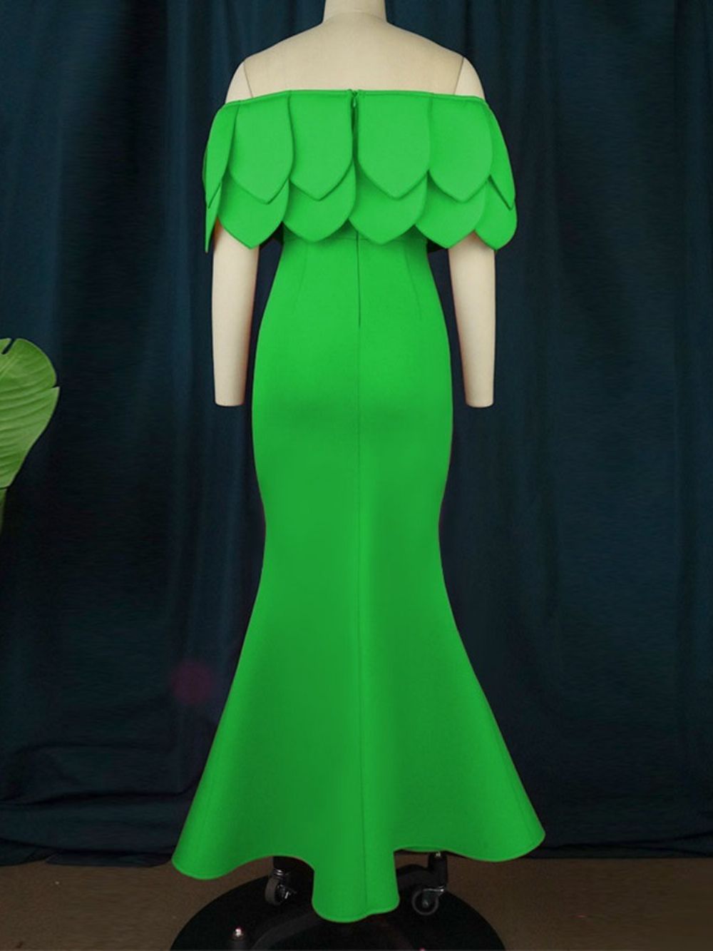 Off-Shoulder Halflange Mouw Tot De Grond Mode Zeemeermin Maxi-Jurk