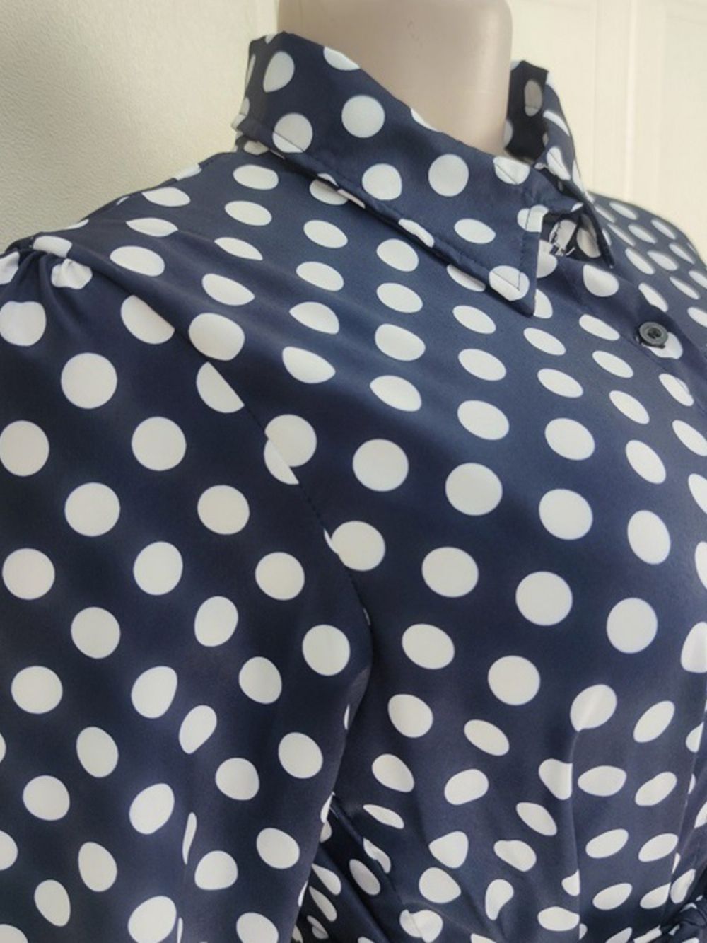 Vloerlengte Print Revers Stippen Mode Jurk