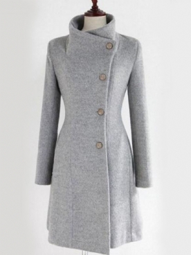 Effen Riem Halflange Casual Jas Met Één Rij Knopen