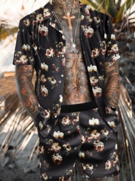 Casual Herenoutfit Met Print En Korte Mouwen