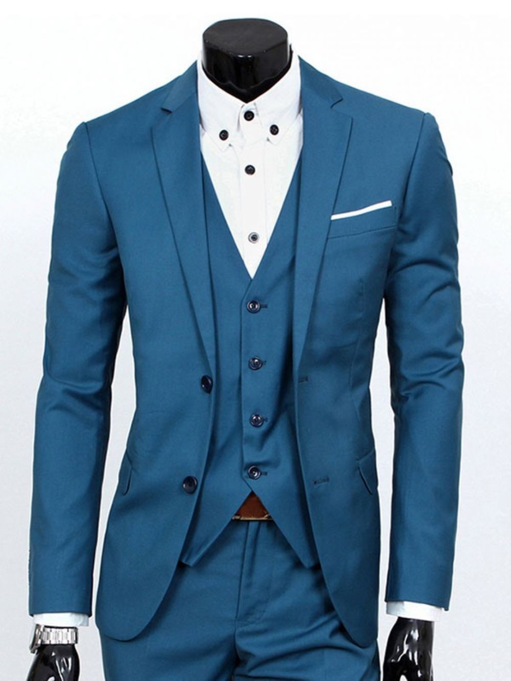 Effen Kleur Slank Driedelig Casual Herenkostuum