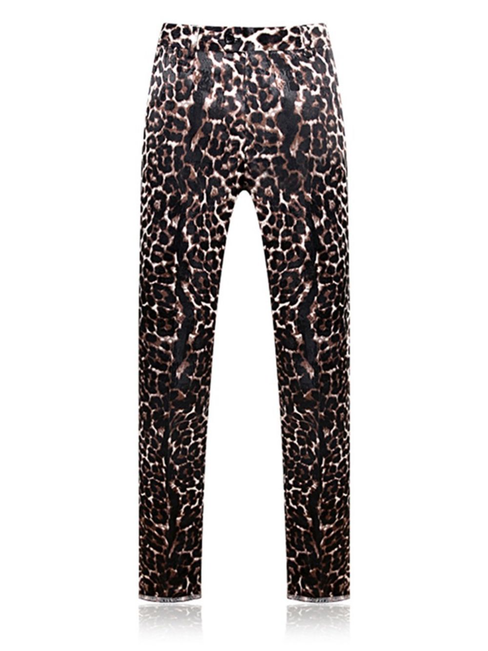 Slim-Fit Blazer Heren Met Luipaardprint En Patchwork