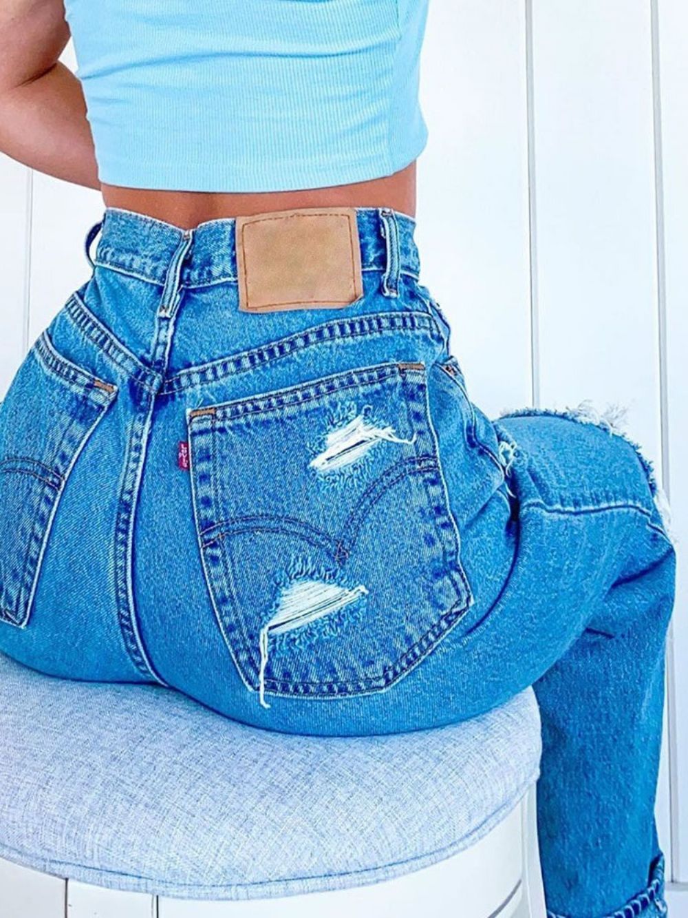 Rechte Wasbare Effen Losse Jeans Dames