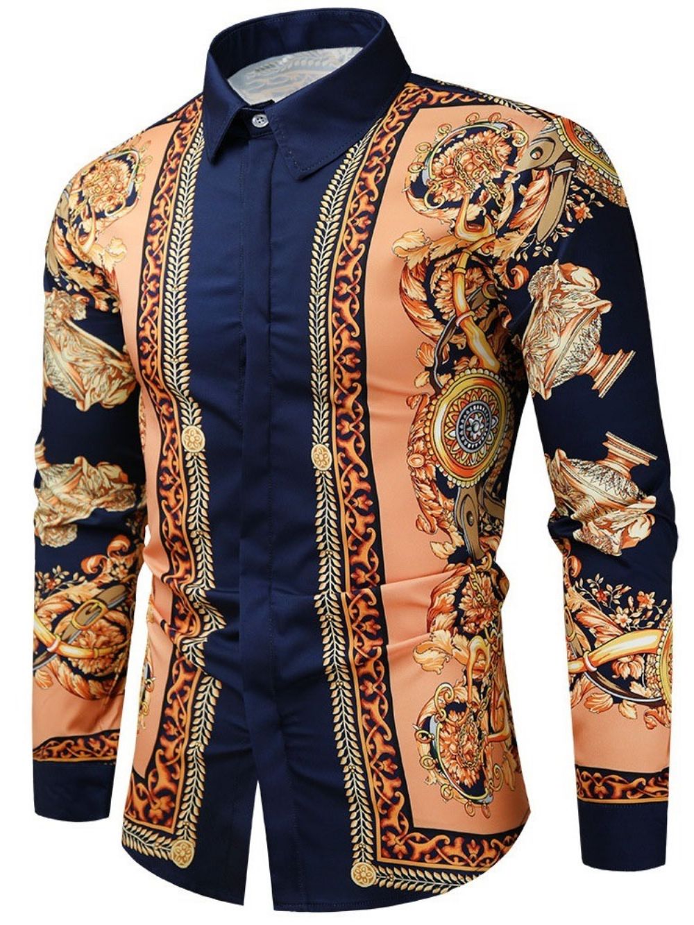 Afrikaanse Dashiki Bloemenprint Revers Single-Breasted Herfstshirt
