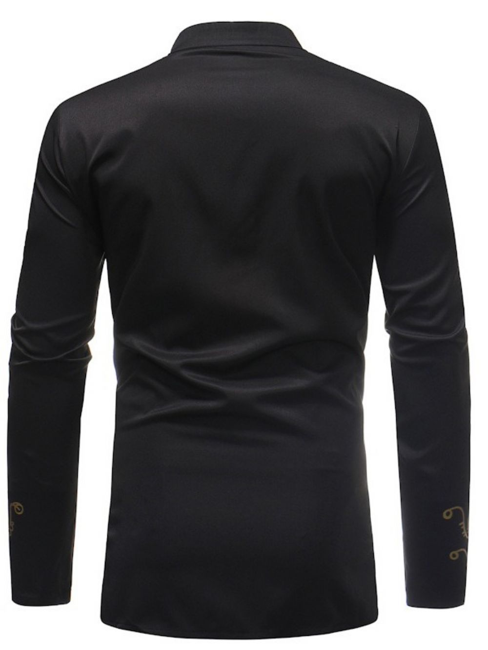 Afrikaanse Mode Gouden Zwarte Dashiki Print Opstaande Kraag Herenoverhemden