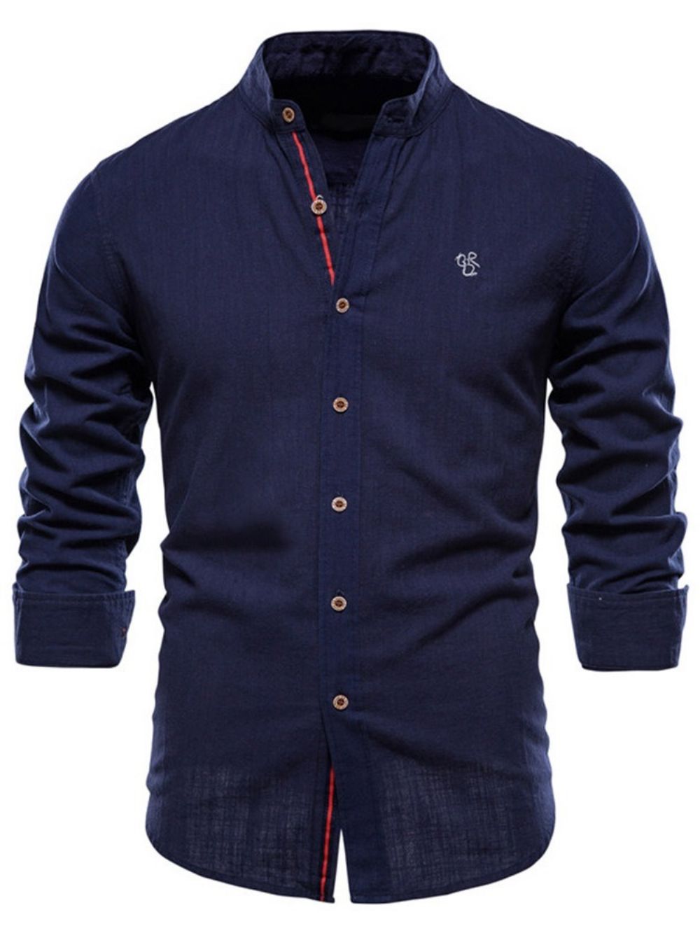 Casual Effen Opstaande Kraag Lente Slim Overhemd