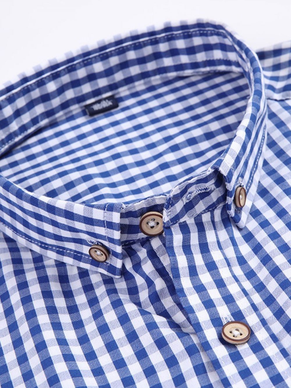 Casual Geruite Revers Lente Slim Overhemd Heren