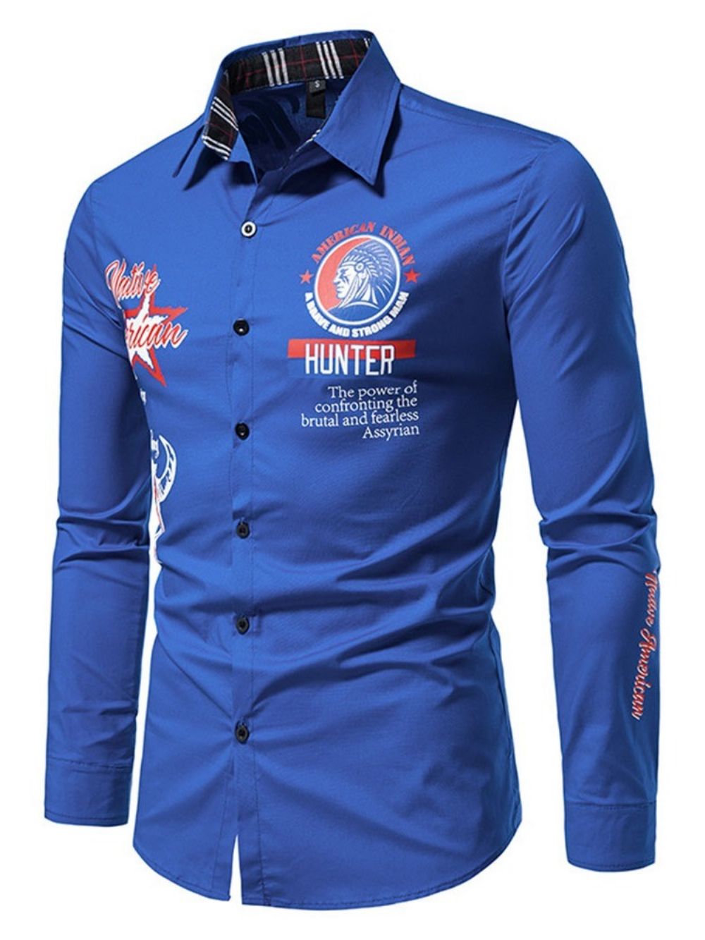 Casual Letter Revers Lente Slim Shirt