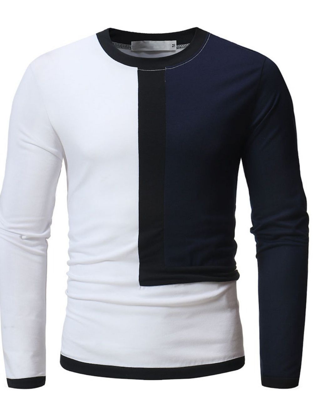 Casual Patchwork T-Shirt Met Kleurblokken En Lange Mouwen