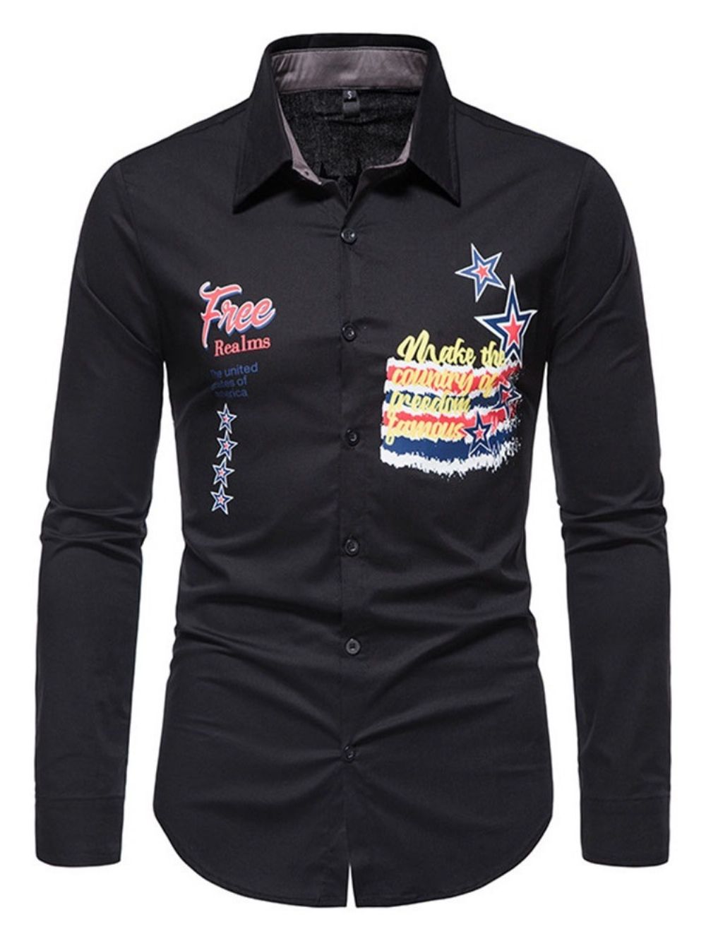 Casual Slank Lente-Overhemd Met Letterprint