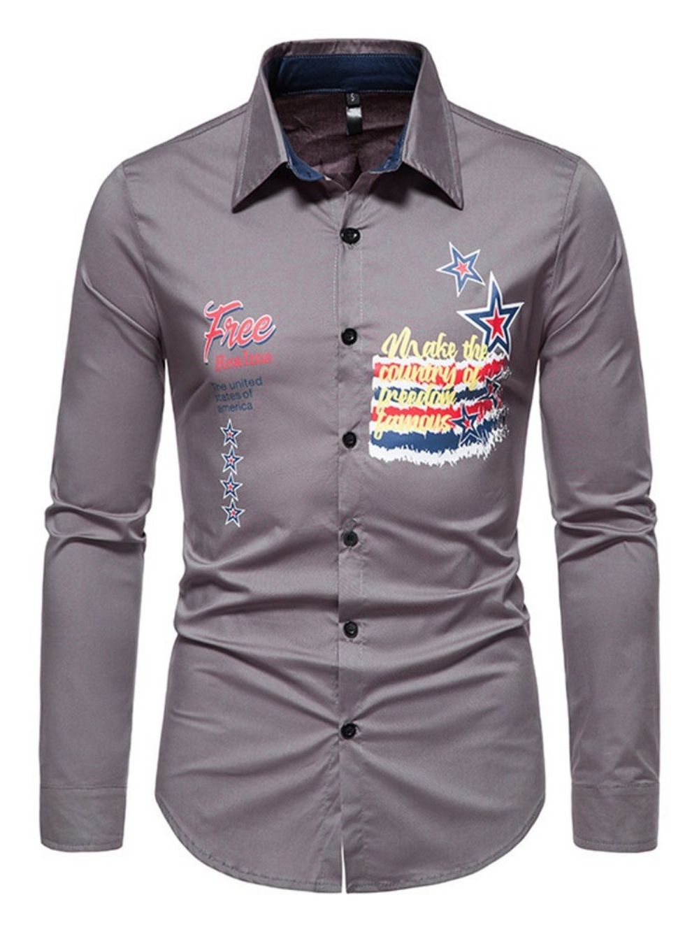 Casual Slank Lente-Overhemd Met Letterprint