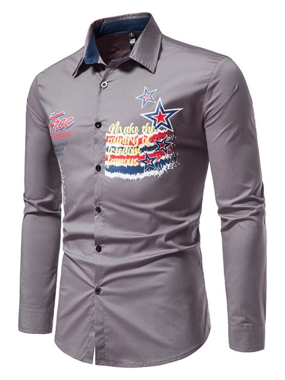 Casual Slank Lente-Overhemd Met Letterprint