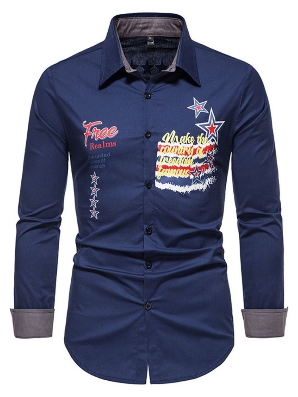 Casual Slank Lente-Overhemd Met Letterprint