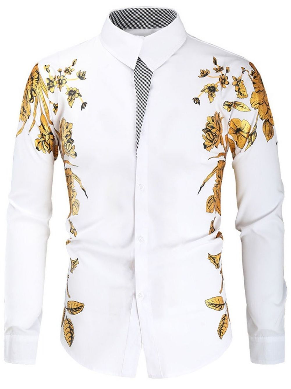 Casual Slim Herfstoverhemd Met Bloemenrevers