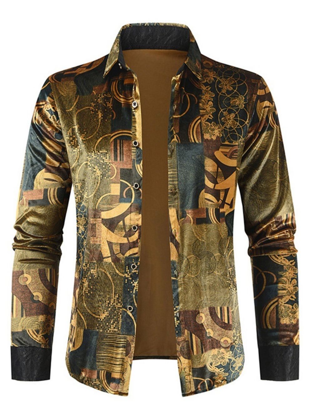 Casual Slim Herfstoverhemd Met Revers En Print