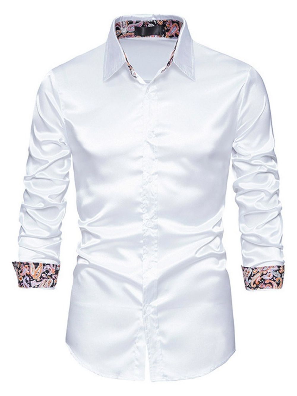 Effen Lente Slim Overhemd Met Revers En Knooprevers
