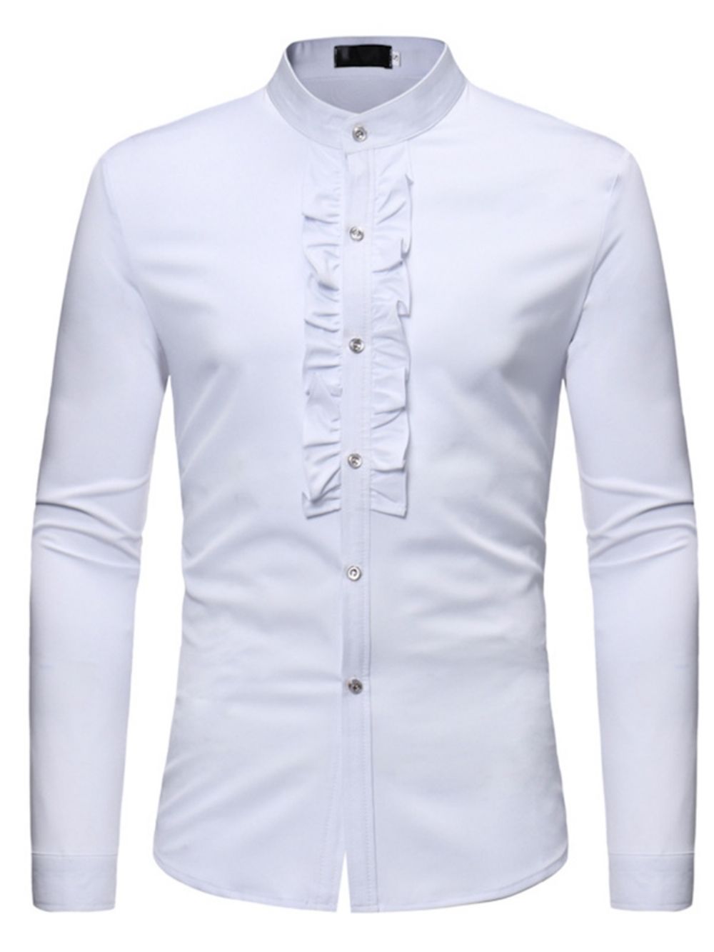 Effen Slim-Fit Overhemden Heren Met Opstaande Kraag