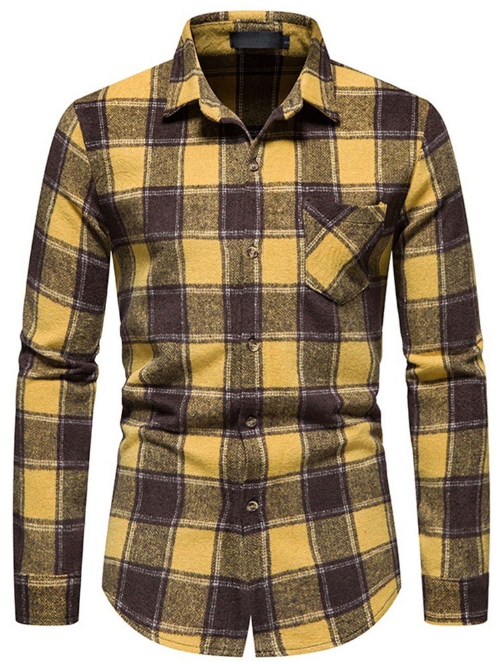 Geruit Casual Revers Slim Herfstoverhemd