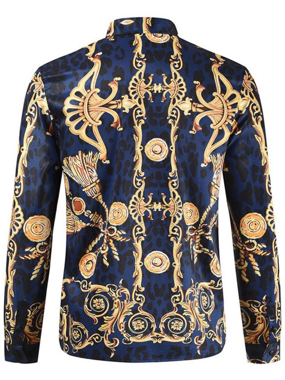 Marineblauw Slim Overhemd Heren Met Revers En Casual Knopen