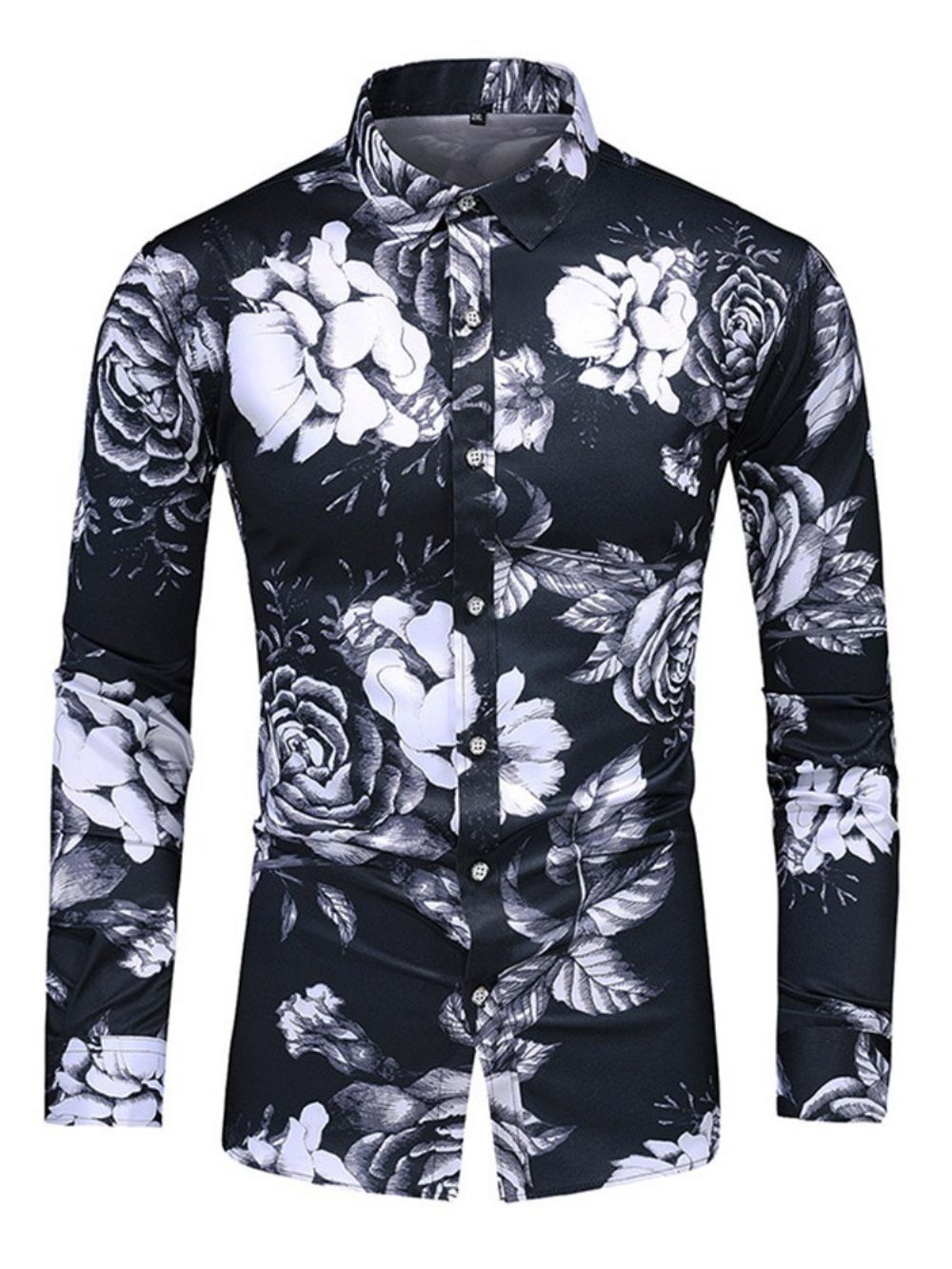Mode Printkleurblok Revers Slim Herenoverhemd