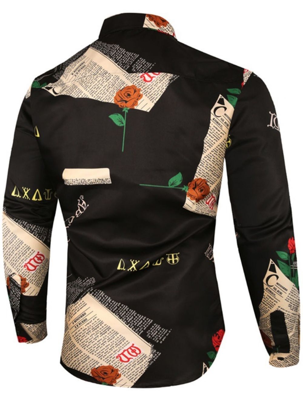 Overhemd Met Koreaanse Print En Revers Single-Breasted