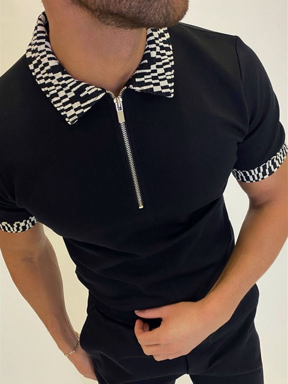 Poloshirt Met Patchwork-Polohals En Kleurblokken Heren