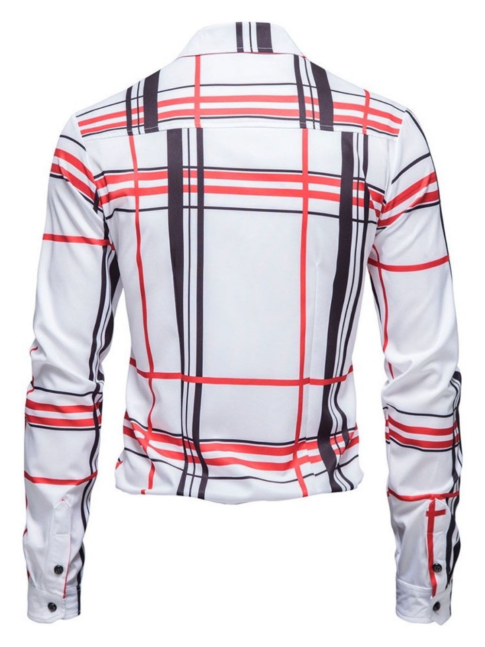 Print Geruit Ol Lente Shirt Met Enkele Rij Knopen