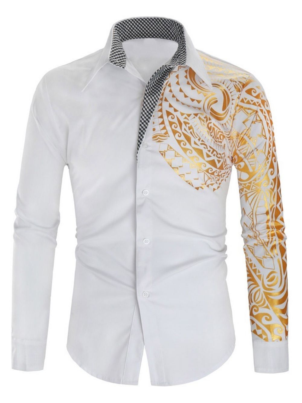 Print Revers Casual Single-Breasted Hot Sale Slank Overhemd Heren