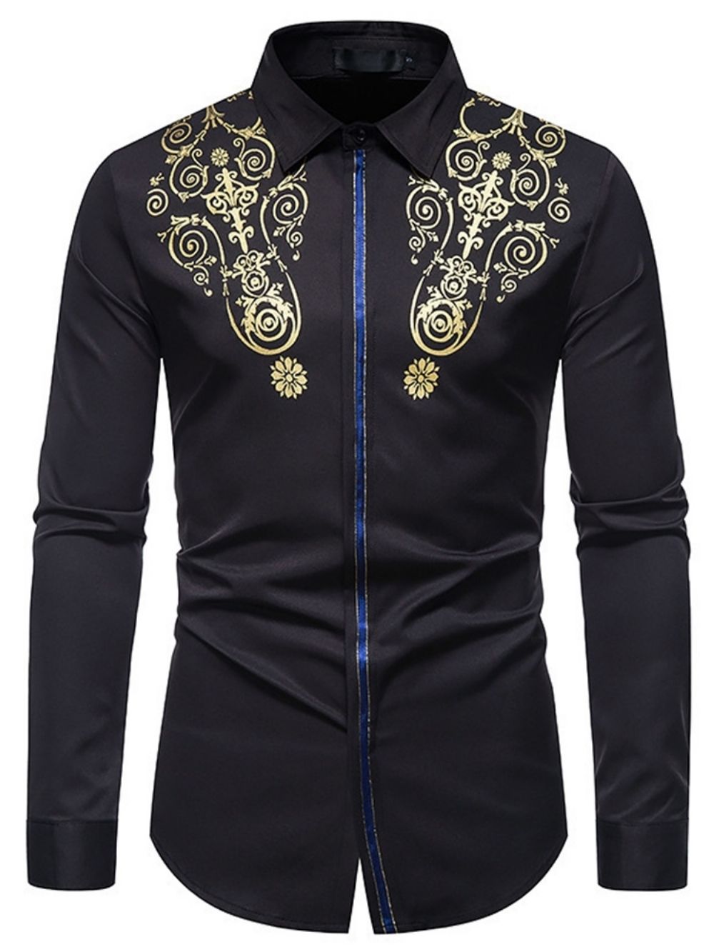 Revers Patchwork Bloemen Herfst Slim Overhemd