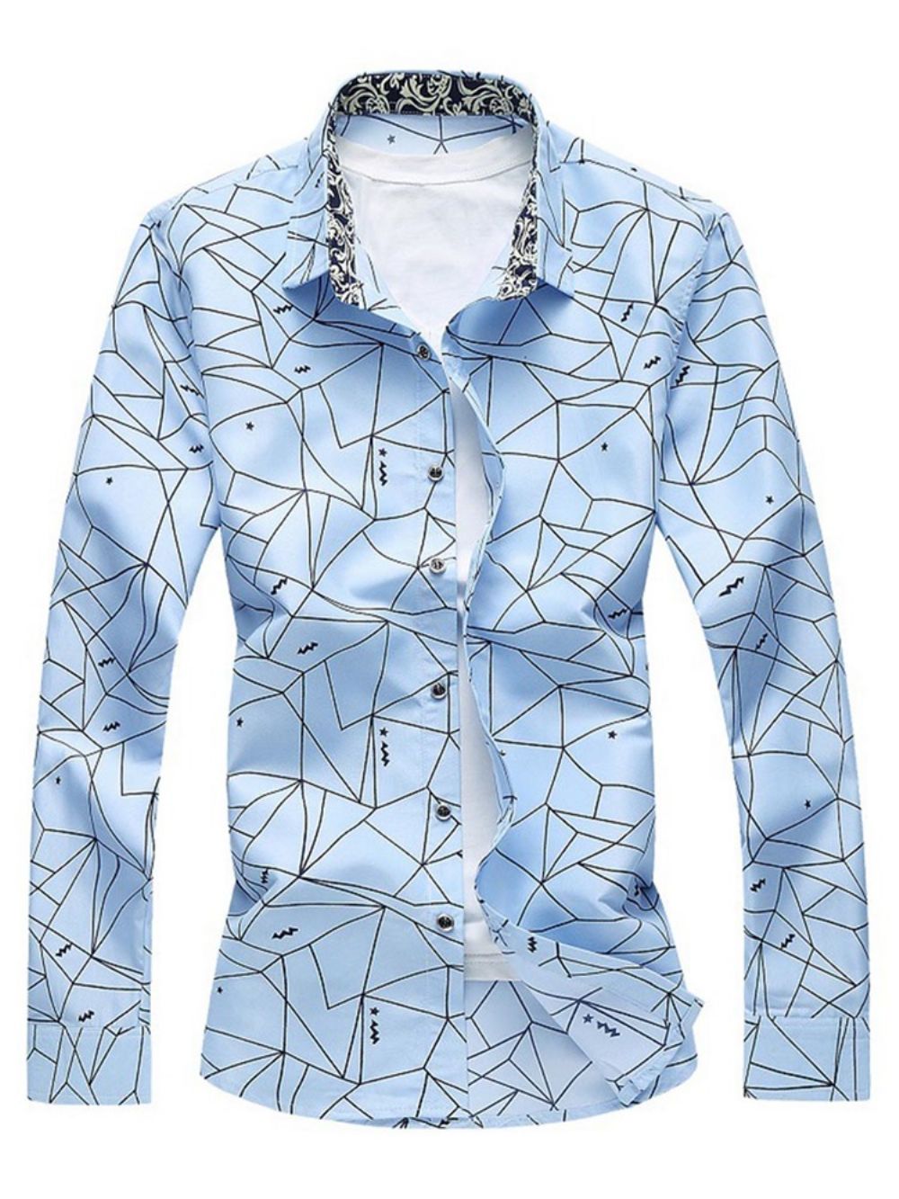 Slanke Herenoverhemden Met Revers En Geometrisch Patroon