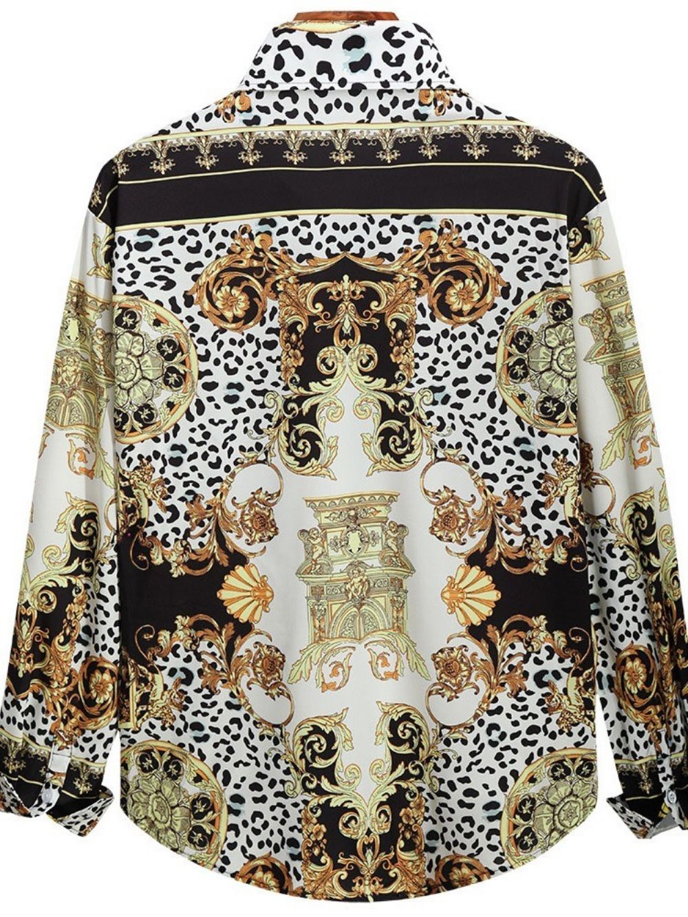 Slanke Herfstoverhemd Met Luipaardprint En Revers