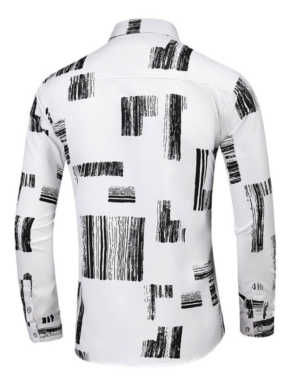 Slim Herenoverhemd Met Print Reversmode Single-Breasted