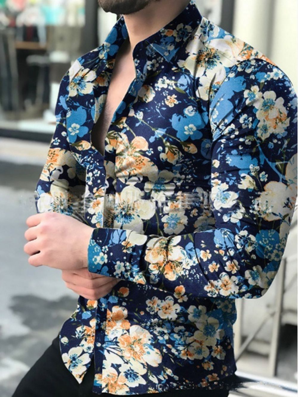 Slim Herfstoverhemd Met Bloemenprint