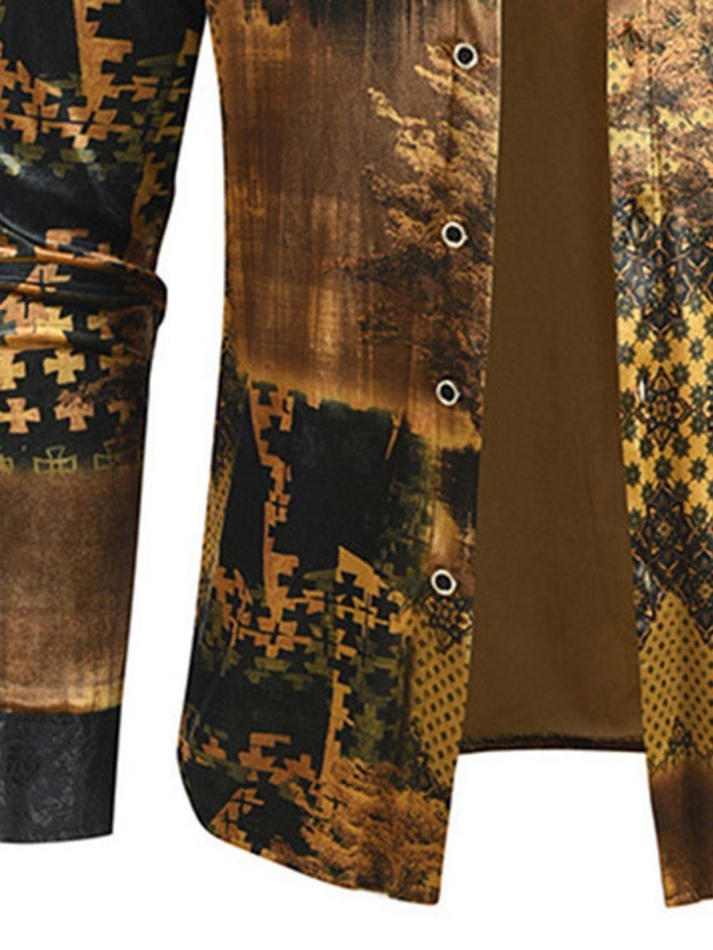 Slim Overhemd Met Print En Reversmode Met Enkele Rij Knopen