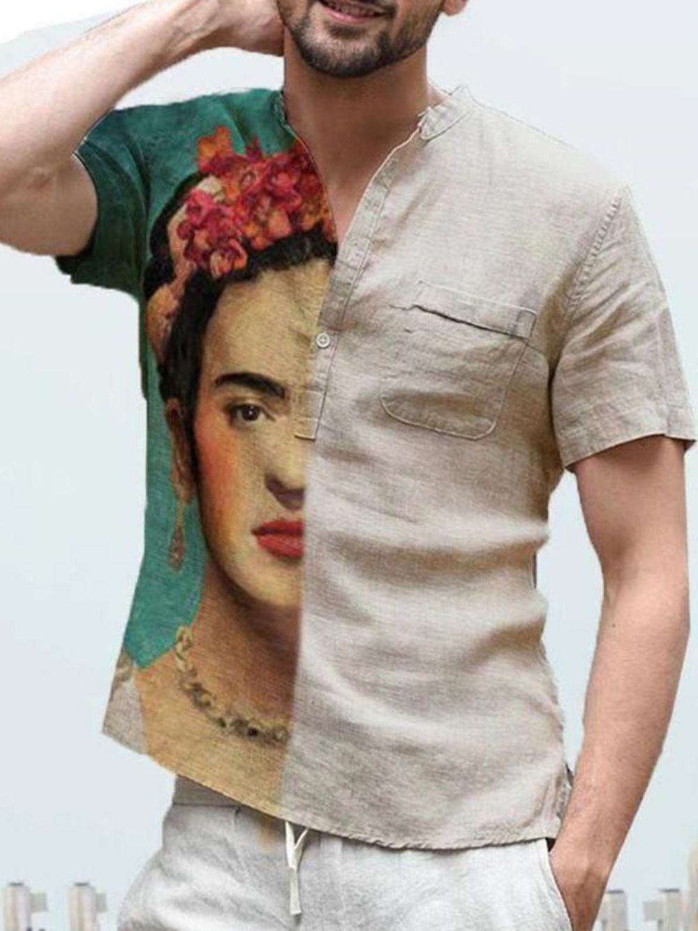 Slim Zomerhemd Heren Met Bloemen En Casual Zakken