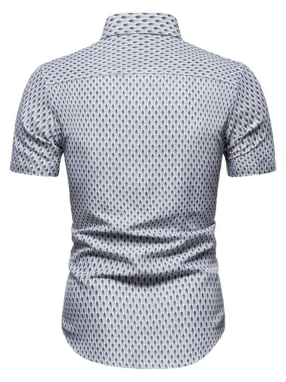 Zomerhemd Met Europese Print En Revers En Enkele Rij Knopen